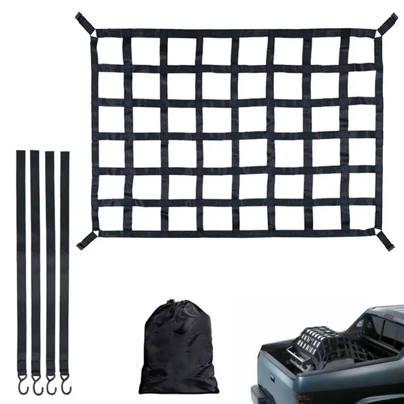 

Cargo Bungee Net Cargo Net For Trailer Adjustable Elastic Trunk Storage Net With 4 Fixed Belt For SUVs Cars And Trucks