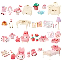 re ment gashapon capsule candy toy melodys strawberry room model pink miniature mini furniture table ornaments