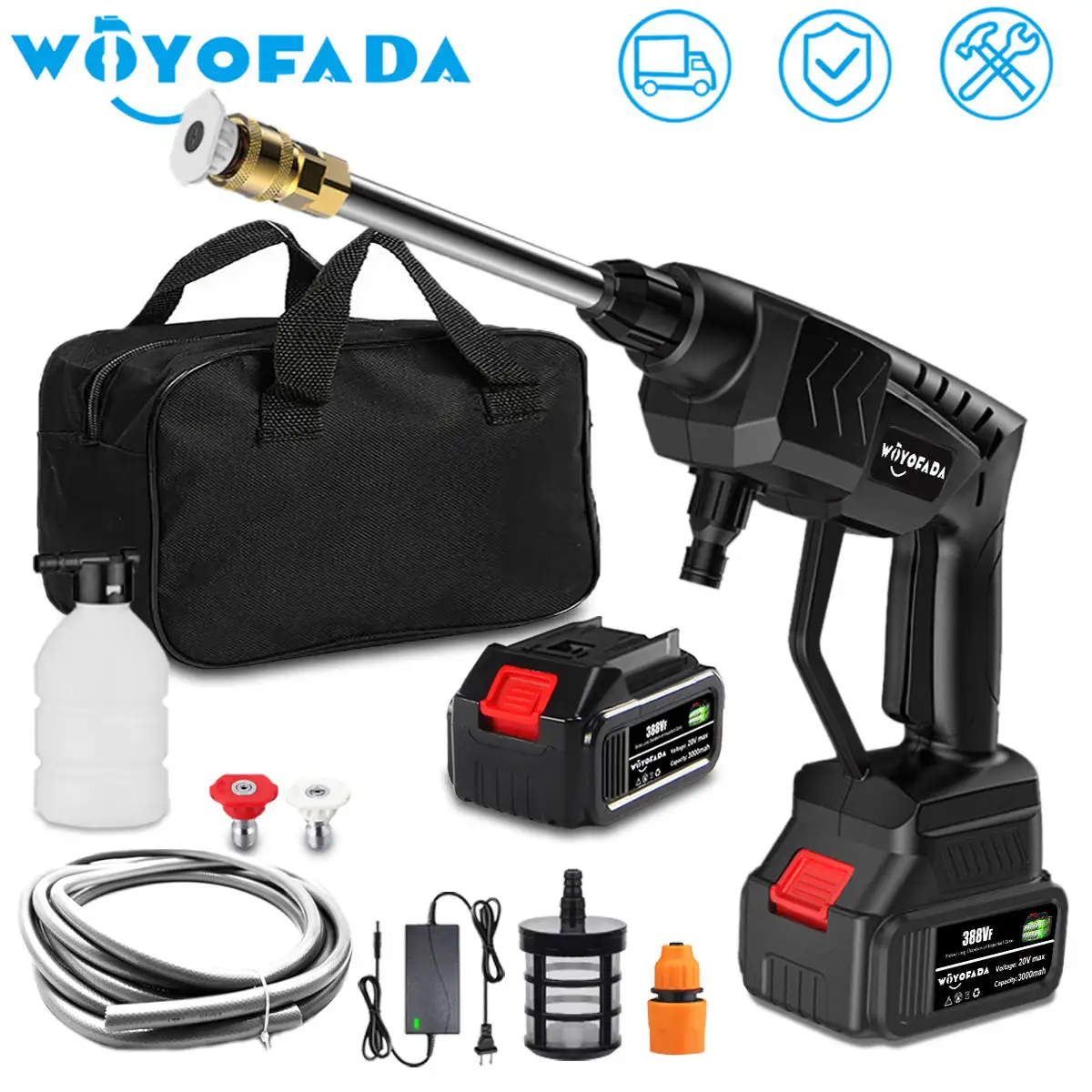 

30Bar Cordless High Pressure Car Washer Spray Water Gun Portable Car Wash Pressure Cleaner Cleaning Machine With Toolbag