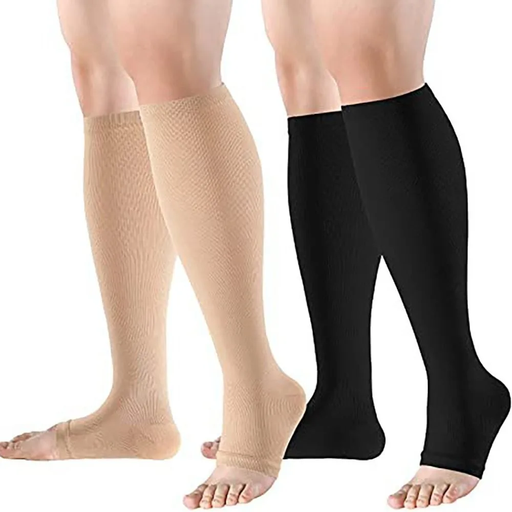 Фото Носки компрессионные эластичные, S/M/L/XL/XXL, с открытым носком №1