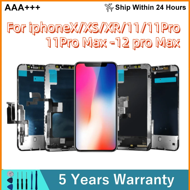 

OLED-дисплей для iPhone X XR XS 11 12 11 pro Max, сменный ЖК-дисплей TFT для iphone xs max 11 pro, сенсорный 3D экран, True Tone