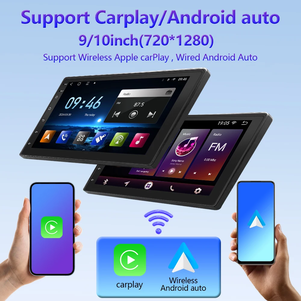 Автомобильный Мультимедийный Плеер Android 13/12 С Сенсорным Экраном 9/10 Дюймов GPS