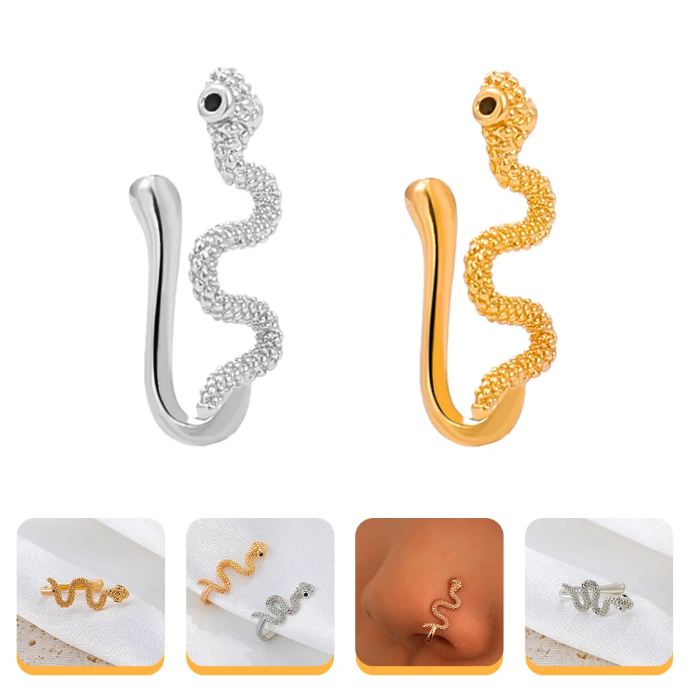 

2pcs Nose Ring Snake Shape Fashion Nose Clip Nose Rings Nose Cuff Nose Nose Decor