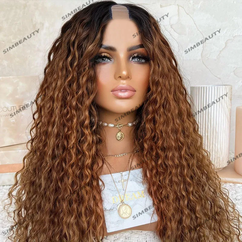Top Quality Golden Brown Natural Curly Women 100% Human Hair