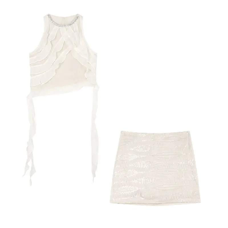 Женский летний комплект из двух предметов асимметричный жилет без рукавов с