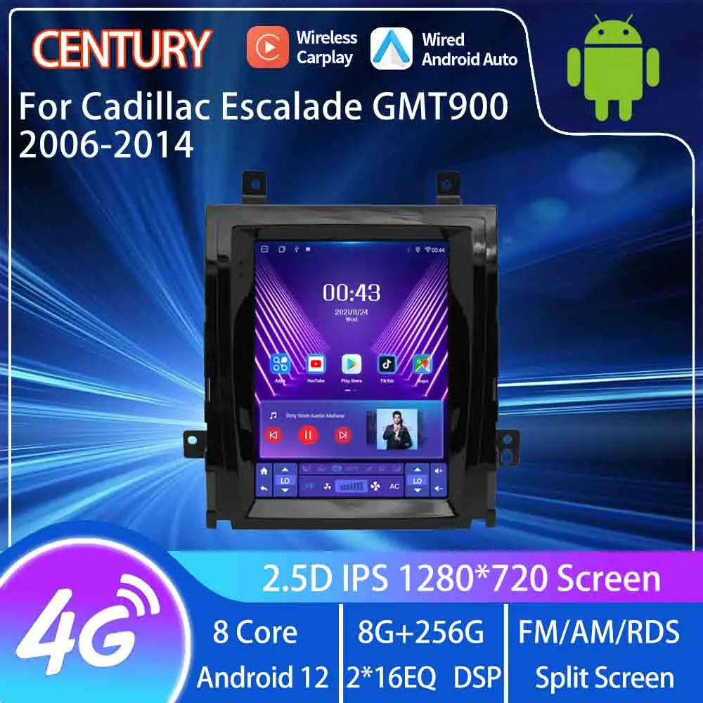 

Century For Cadillac Escalade GMT900 2006-2014 Smart Multimedia Video Player GPS Radio Navigation CarPlay Android 12 Tesla Style