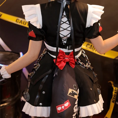 Парик для косплея Game Zenless Zone Zero Ellen Joe, шпильки для волос, хвост, Виктория, уборка, юбка служанки, серьги, пояс, цепочка, платье акулы