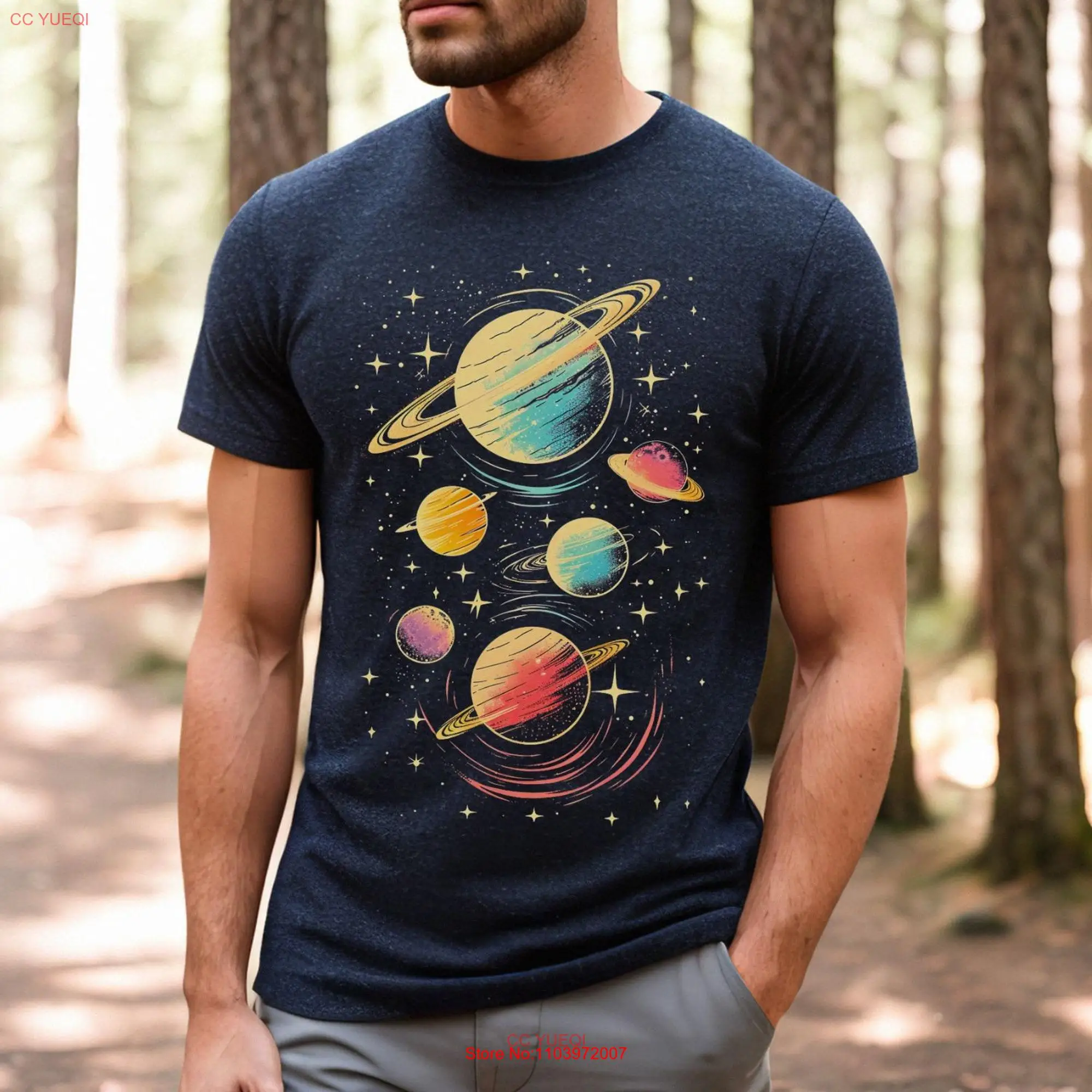 Футболка с длинным или коротким рукавом винтажная астронавт планеты звезда