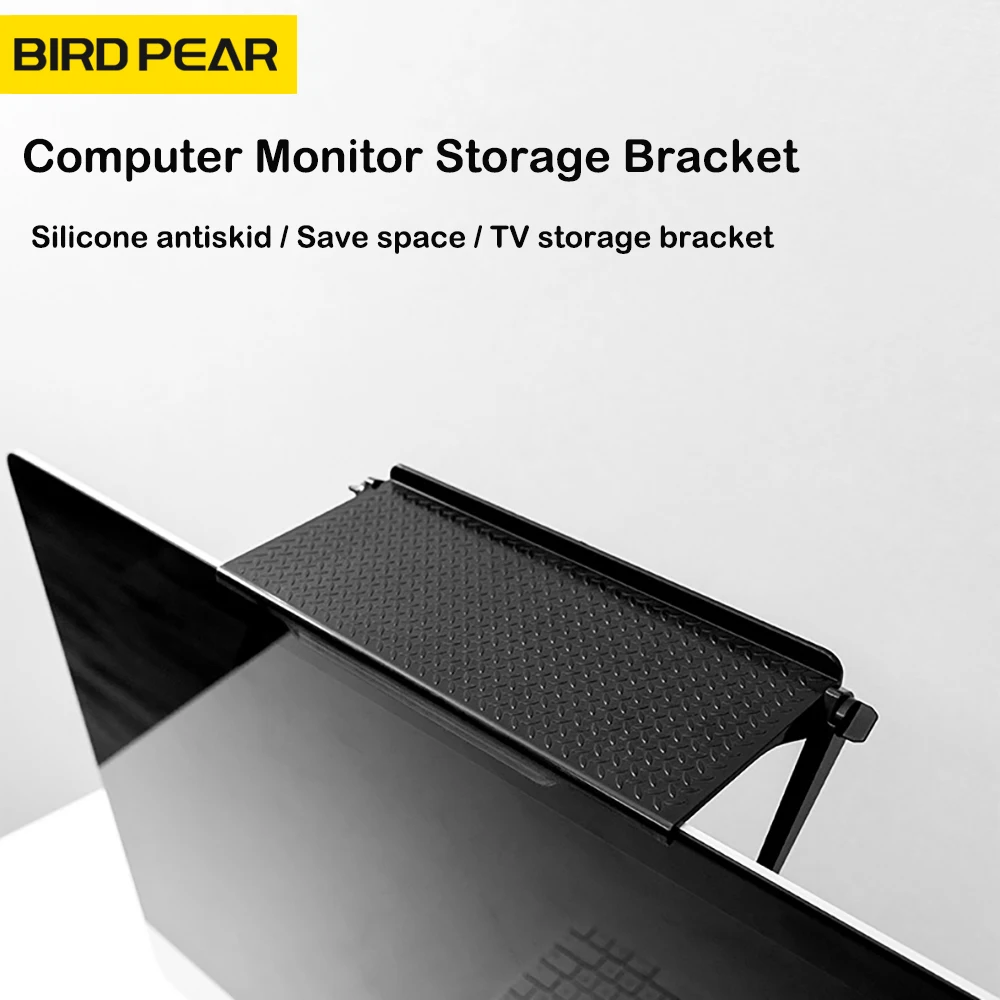 

TV Screen Top Shelf Adjustable Computer Monitor Desktop Screen Top Storage Rack Media Boxes Router Storage Home Office Organizer