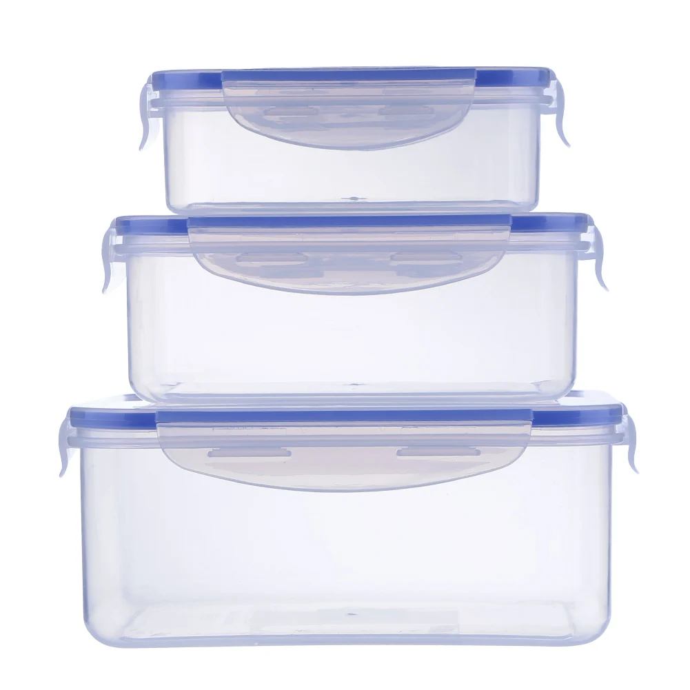 

Food Storage Bento Box Fruit Vegetable Fresh Keeping Sealed Microwavable Square Crisper Transparent Lunch Box Kitchen Container