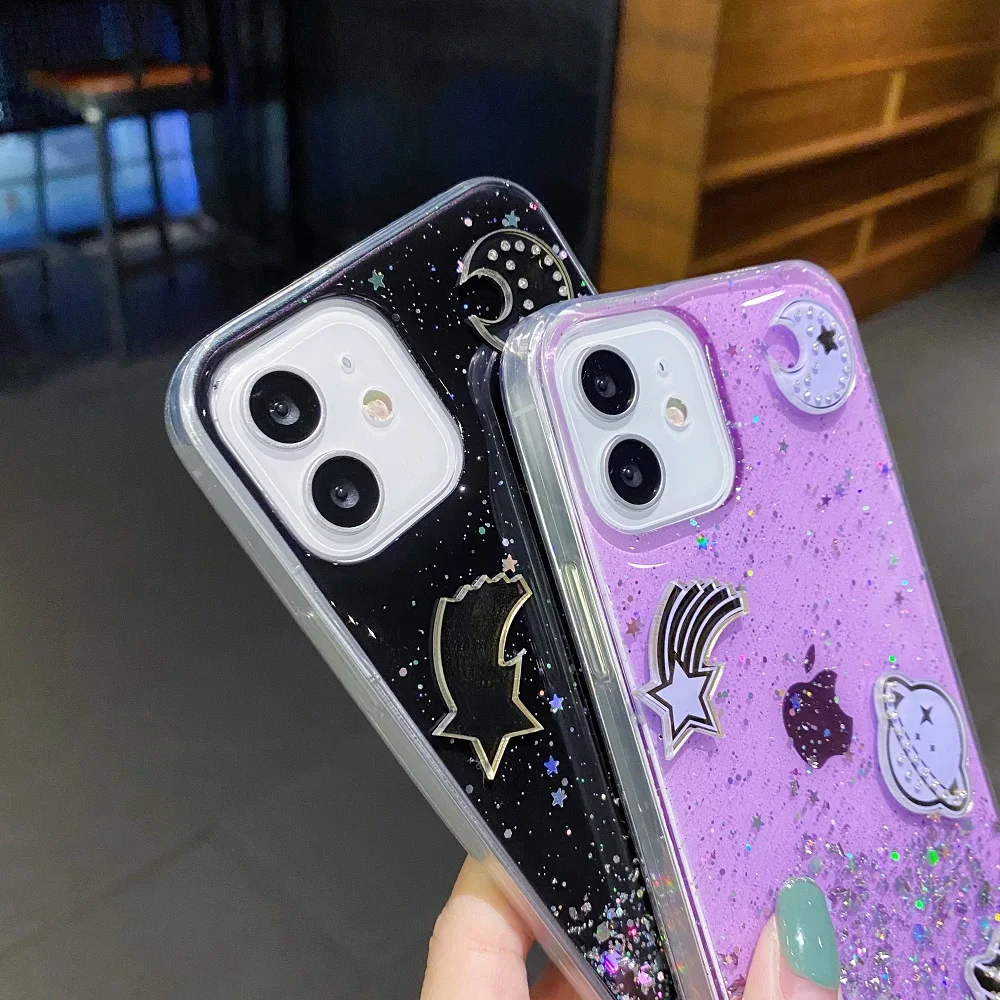 Чехол с мерцающими звездами для Xiaomi 11 Lite 11T Redmi Note 8 8T 7 6 5 7A 4X 8A 6A Poco X3 NFC M4 M3 Pro
