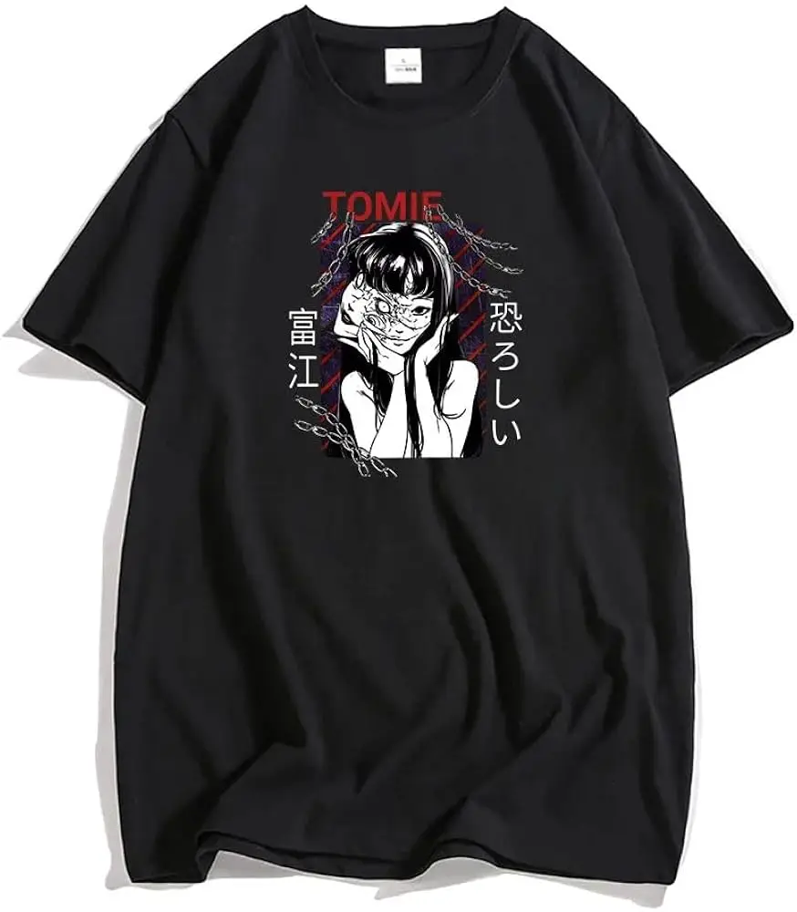 Junji-Ito-Maniac-Tomic-Scary-Strap-on-Woman-Overd-TshirtMEN-Gothic-Punk-100-Cotton-T