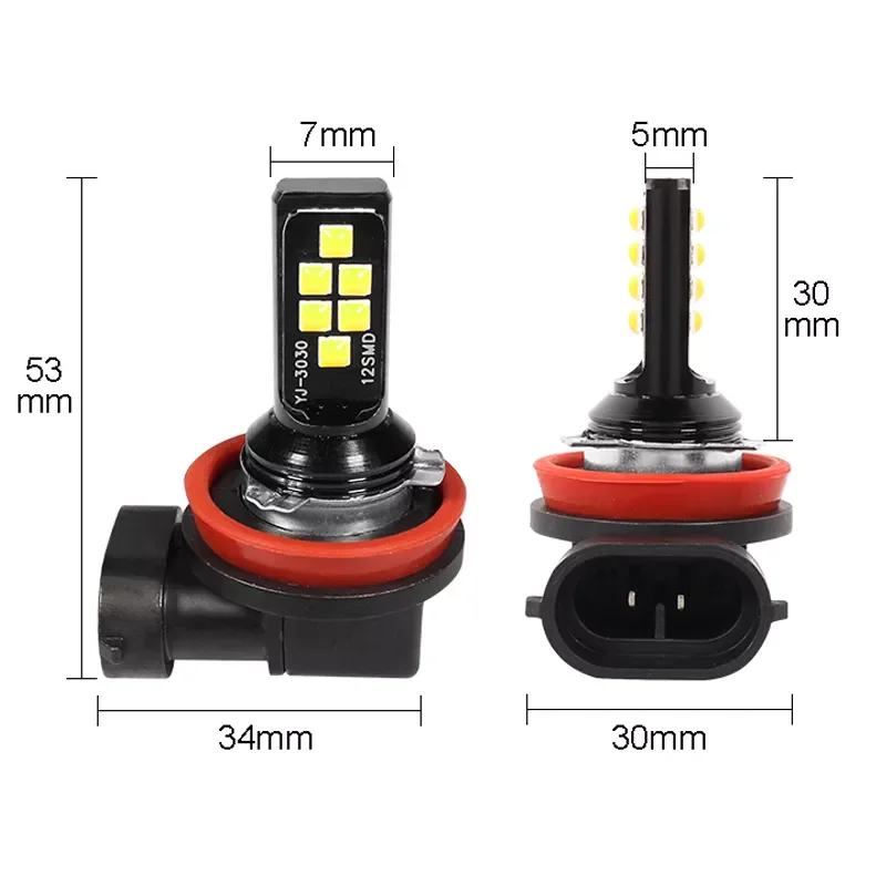 

Gfoloza H8 H11 LED Car Fog Lamp White Yellow LED Bulbs For Auto DRL Front Fog Lights 3030 SMD DC12-24V 3000K 6000K 2Pcs