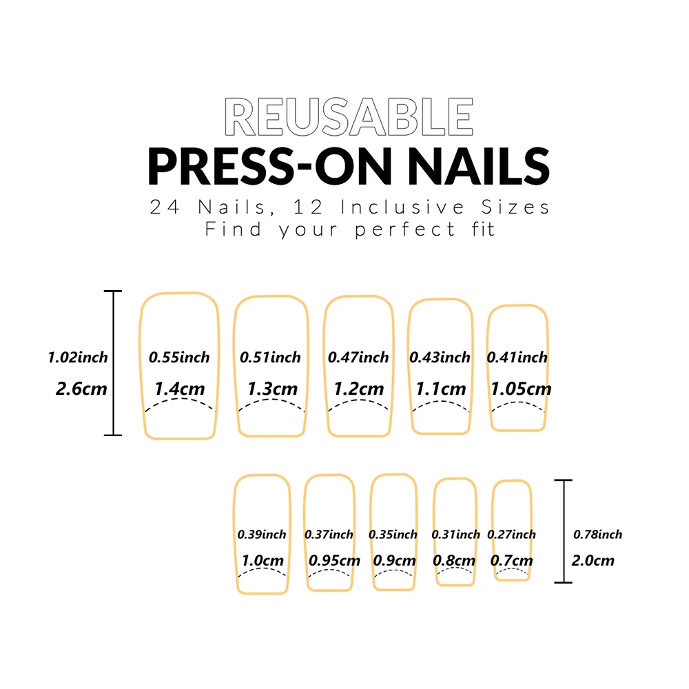 ARTAUG 96 шт. средний квадратный 3D стерео градиентный пресс для ногтей и 4 комплекта