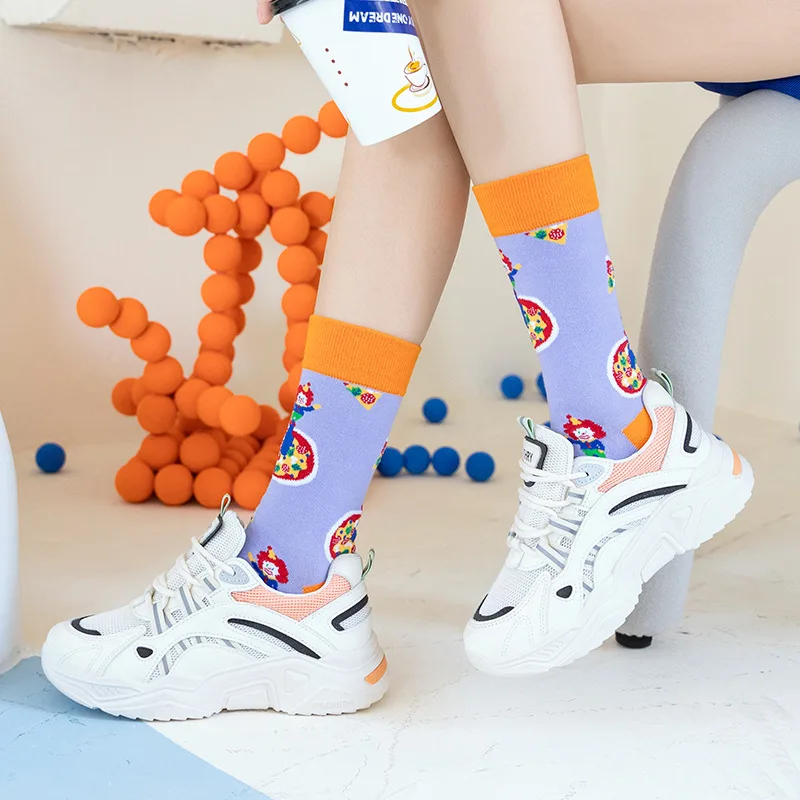 Cotton Fashion Casual Sports Women's Stockings Printing Sweat-absorbing Breathable Anti-friction Men's Socks Unisex Middle Tube