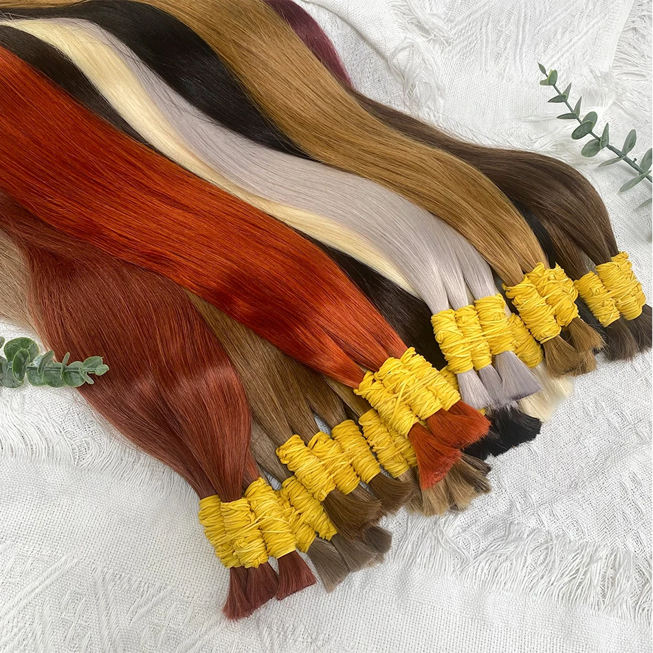 Фото Натуральные прямые волосы Maxhair 100% из человеческих волос, необработанные, Remy, 22-30 дюймов, 100 г, натуральный блонд, для плетения и наращивания волос, 613 №4