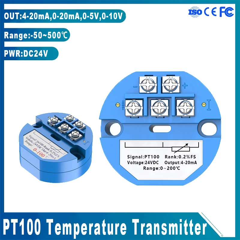 

PT100 Temperature Transmitter Sensor Module 4-20mA Platinum Thermal Resistance Thermocouple Temperature Sensor