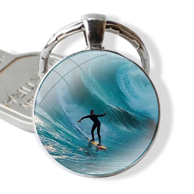 Стеклянный брелок Cabohcon диаметром 25 мм для серфинга ювелирный подарок