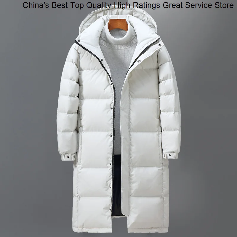 Jacket Puffer White Men's Duck Down Jackets Women Winter Couple Outfit Warm Parka Hooded Thicken Overcoat Long Knee Length