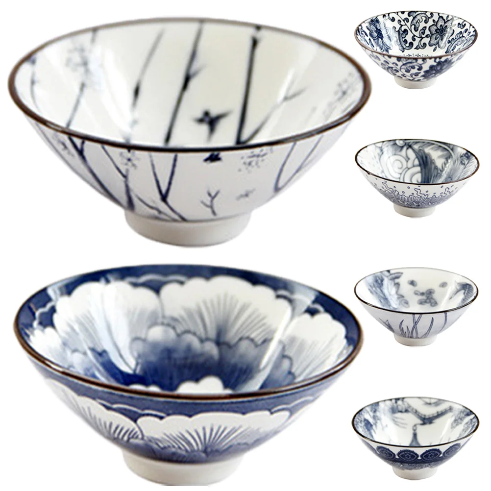 

Blue White Porcelain Teacup Ceramic Coffee Cups Coffee Serving Cups Kung Fu Reusable Decorative Retro Style