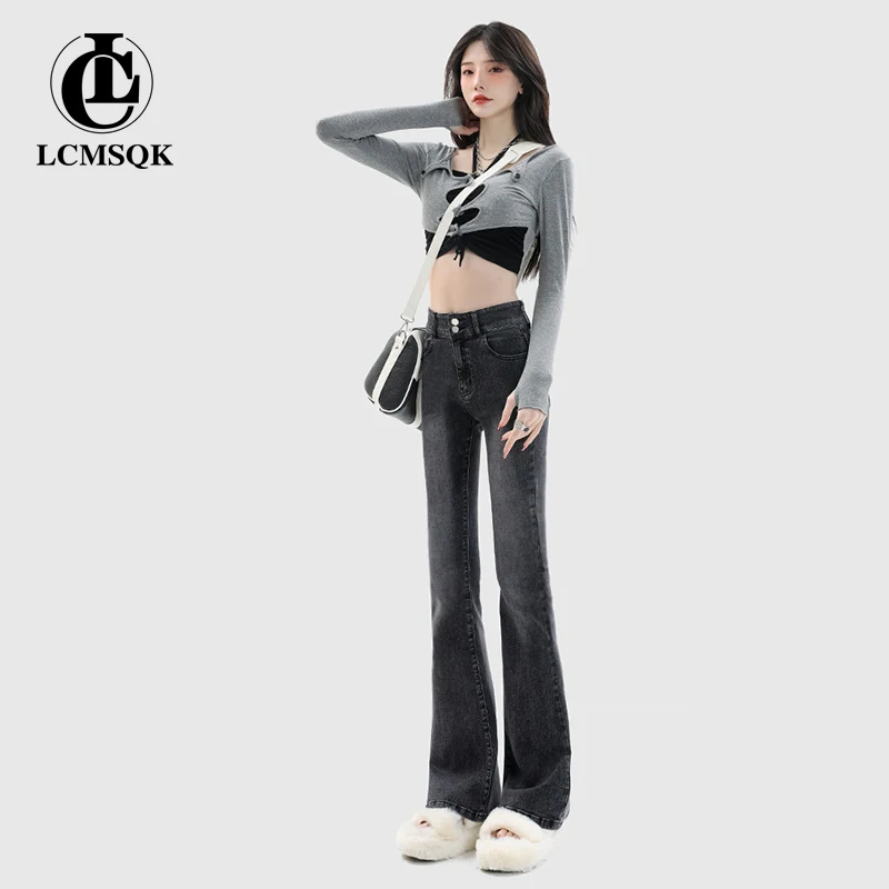 

Женские брюки, расклешенные джинсы, женская одежда с высокой талией, Y2k, джинсовая уличная одежда, модные прямые джинсы в Корейском стиле, черные винтажные