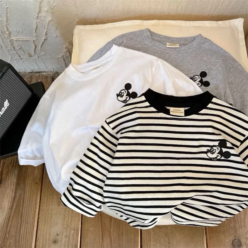 

Children T-Shirt Striped Top 1-12 Boy Girl Clothes Kid Anime Cartoons Baby Casual Tee Shirt