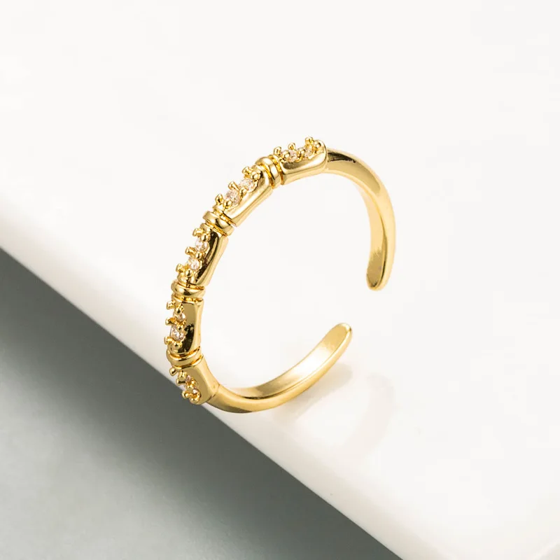 Модное регулируемое кольцо V-образной формы с золотым орнаментом обручальное для