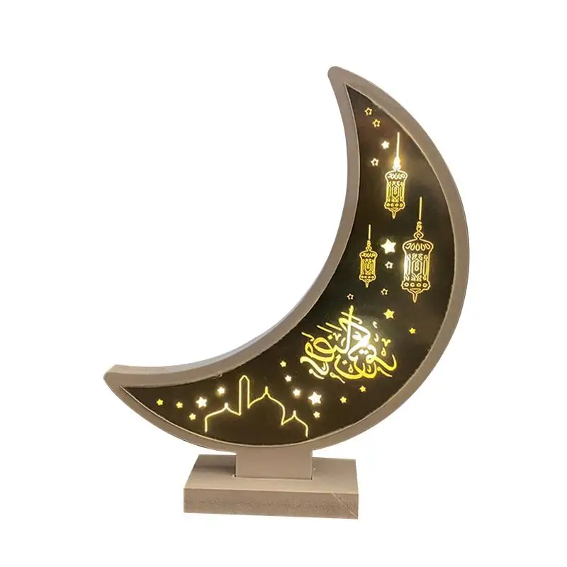 

LED Moon Lamp Ramadan Wooden Decor Night Light Decorative Moon Light For Home Holiday Decoration Sleeping Lighting
