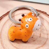 cartoon 3d resin sweet giraffe key chains keychain rings anime jewelry for women girls teen gift pendant handbag car charms