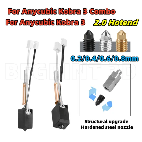 Модернизированный комплект Hotend для Anycubic Kobra 3 Bi, металлическая нагревательная трубка с термозащитой Hot End 24 В 60 Вт для Anycubic Kobra 3 Combo
