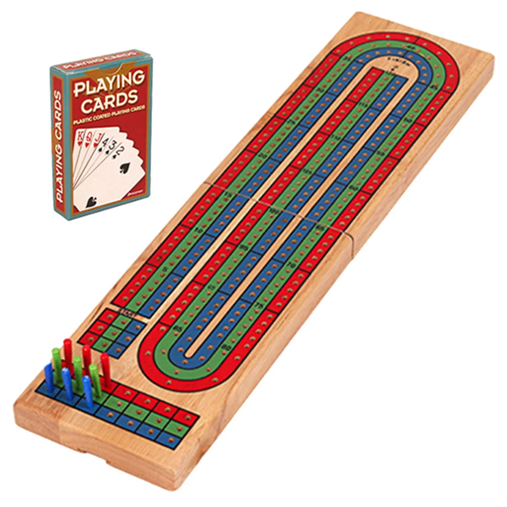 

Solid Wood Game Board Wooden Table Games Cribbage Traditional Decorative Cards Accessories With Reusable Supplies