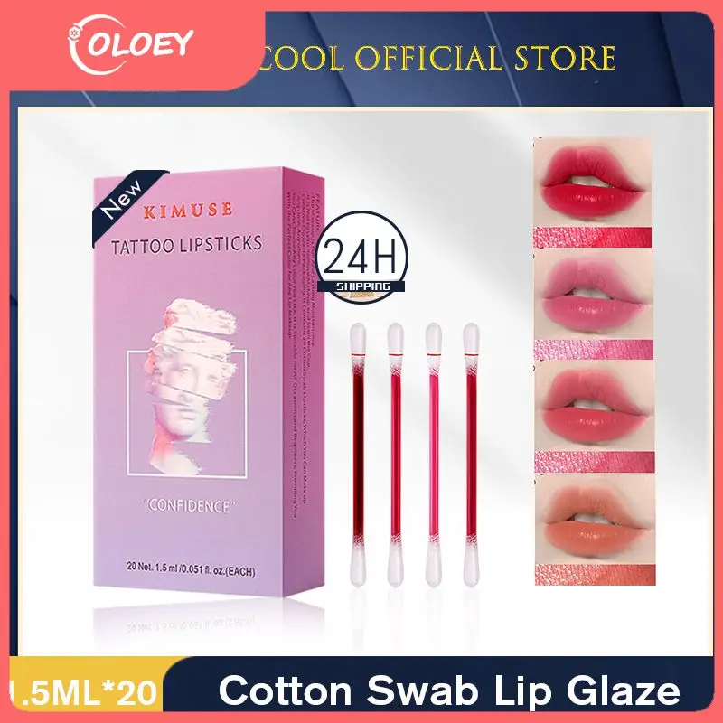 

Liquid Lipstick Lip Gloss Cotton Swab Lipstick Lip Tint Lipgloss Disposable Hygiene Non-stick Cup Dye Lip 20pcs Box Lips Makeup