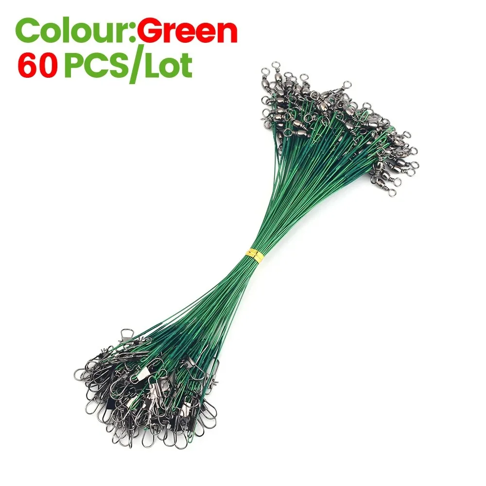 60 шт. стальная леска стальной провод с вертлюгом 15 см 20 25 30 рыболовный аксессуар