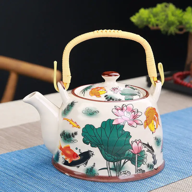

China Porcelain Teapot with Strainer Net High Capacity 900ML Traditional Chinese Retro Ceramic Tea Set tea pot Gift Kung Fu