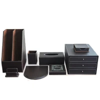 leather desktop high end business office storage supplies set file cabinet pen holder file holder