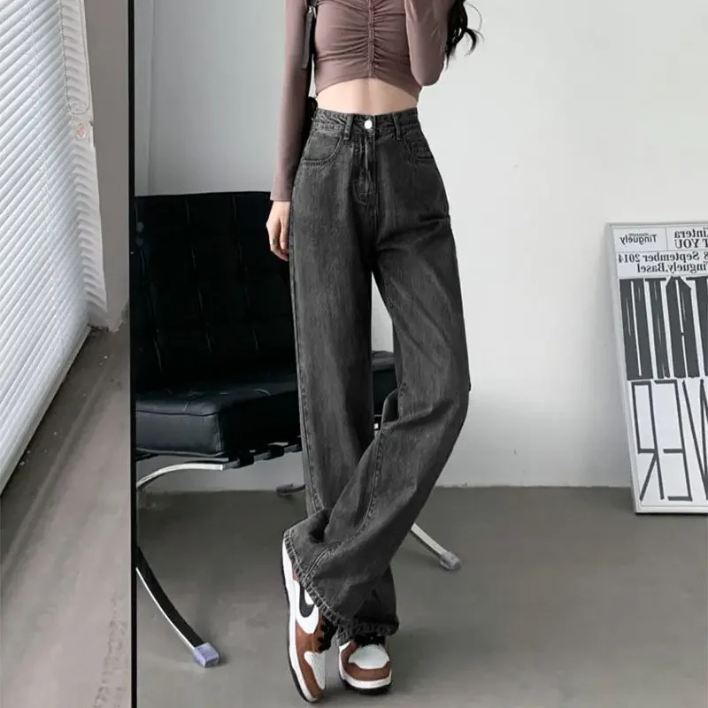 Утягивающие прямые джинсы с завышенной талией для женщин свободные