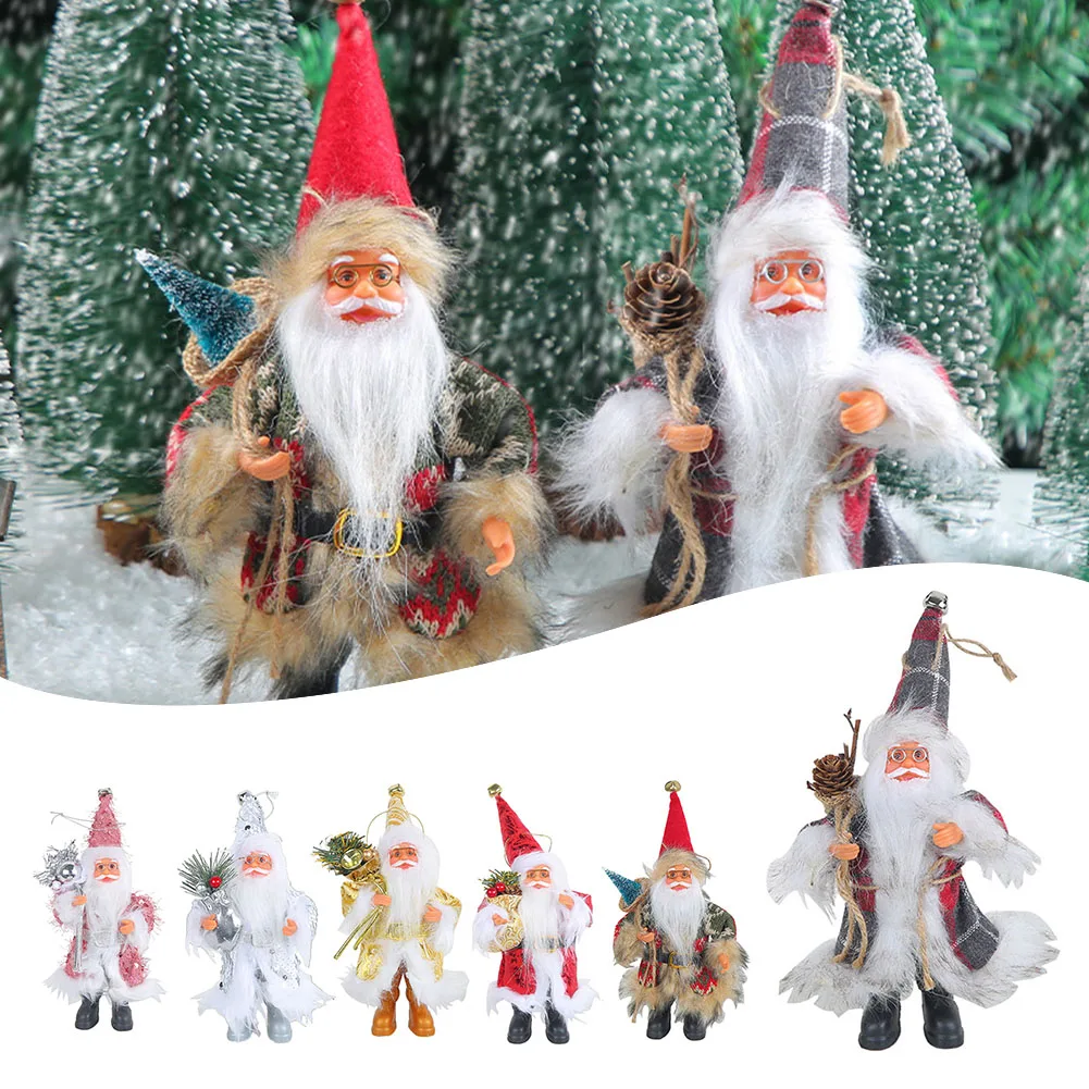 7-дюймовая красная розовая белая рождественская стоячая кукла Санта-Клауса