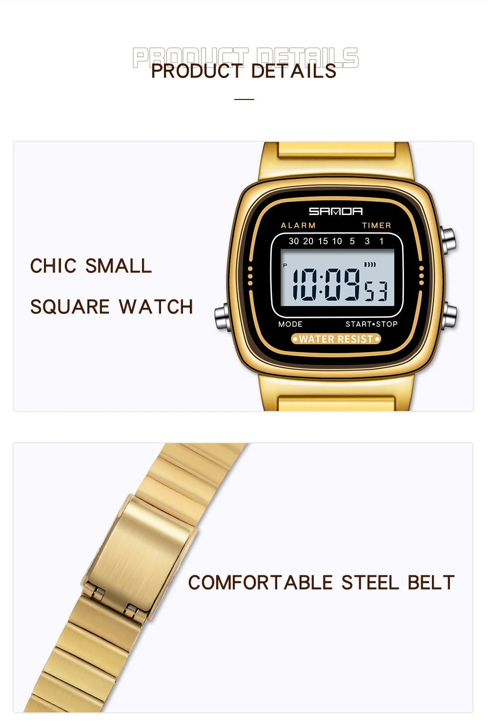 New 2023 Fashion Sports Watch Multifunctional Women Electronic Watch Brand Genuine Watches Luminous Waterproof Quartz SANDA 6053 enlarge