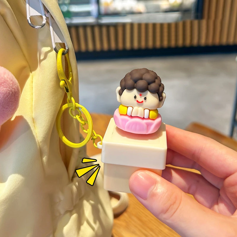 Новый мультяшный милый Будда 1 брелок для снятия стресса со звуком и светом