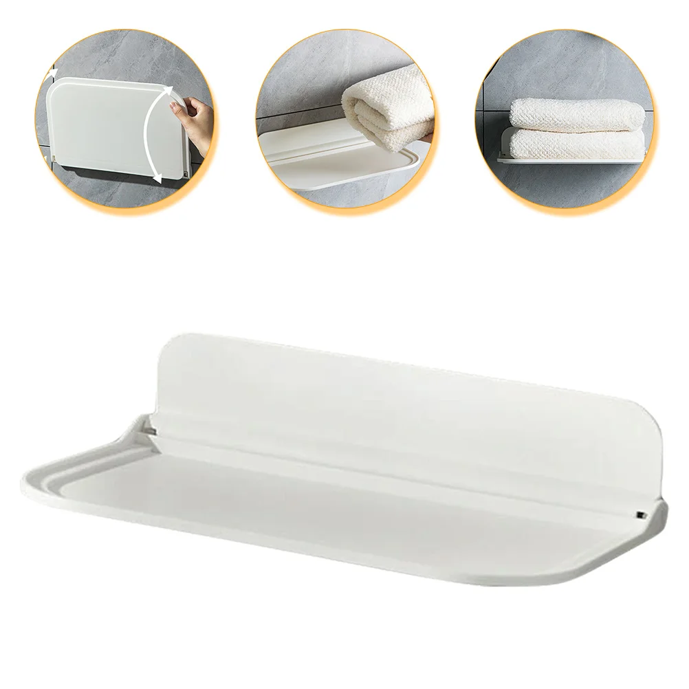 

Bathroom Wall Shelf Foldable Floating Shelf Towel Sundries Storage Shelf