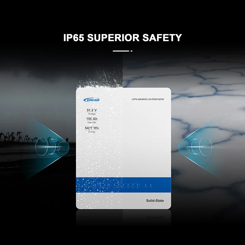 Epever 51.2V 100Ah 200Ah LiFePo4 Твердотельный аккумулятор 5 кВтч 10 Power Home Настенное крепление