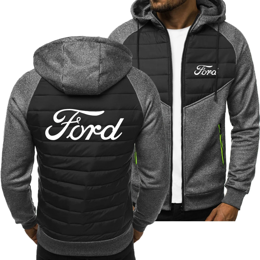 2023New Spring Autumn Ford Hoodie Men's Fashion Sport Casual Sweatshirts Cardigan Zipper Long Sleeve Jacket