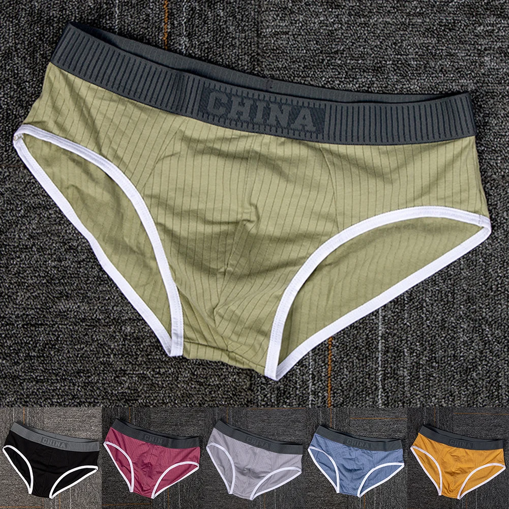 

Mens Cotton Briefs Thread Intimate Underwears Middle Rise Panties Soft Comfortable Underpant Casual Short Trunks Solid Swimwear