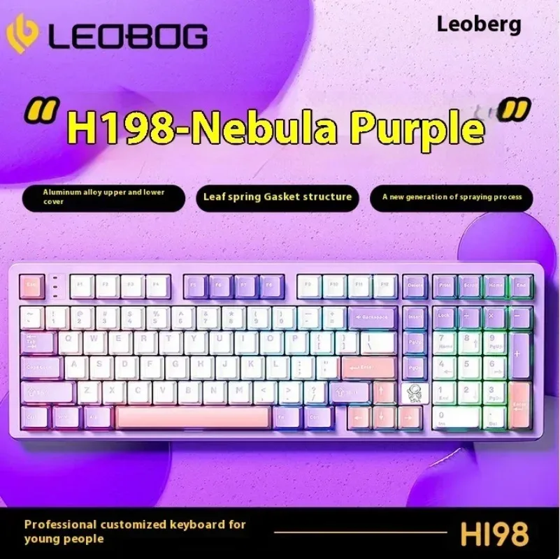 Механическая клавиатура LEOBOG Hi98 из алюминия, проводная, с креплением Gasket Mount, корпус из CNC-сплава, RGB-подсветка, с возможностью горячей замены переключателей, DIY, кастомизируемая игровая клавиатура для геймеров (art.: 3920da20cbafd) - 3920da20cbafd