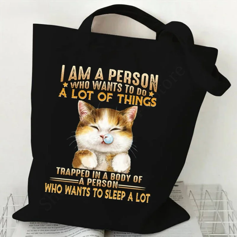Женская Холщовая Сумка-тоут с животными кошками и юмористическими цитатами