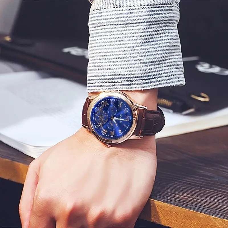 2024 новые мужские кварцевые часы Wokai с тремя глазами для внешней торговли в прямом