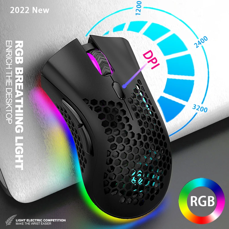 

2023 Rechargeable USB 2.4G Wireless RGB Light Honeycomb Gaming Mouse for Desktop PC Computers Notebook Laptop Mice Mause Gamer