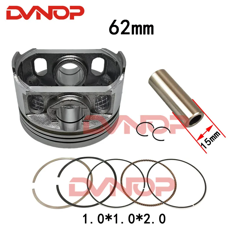 

Motorcycle 62 mm Piston Pin 15 mm Ring 1.0*1.0*2.0mm Set Kit Assembly For CG150 CBB150 CG CBB 150 150cc Spare Parts