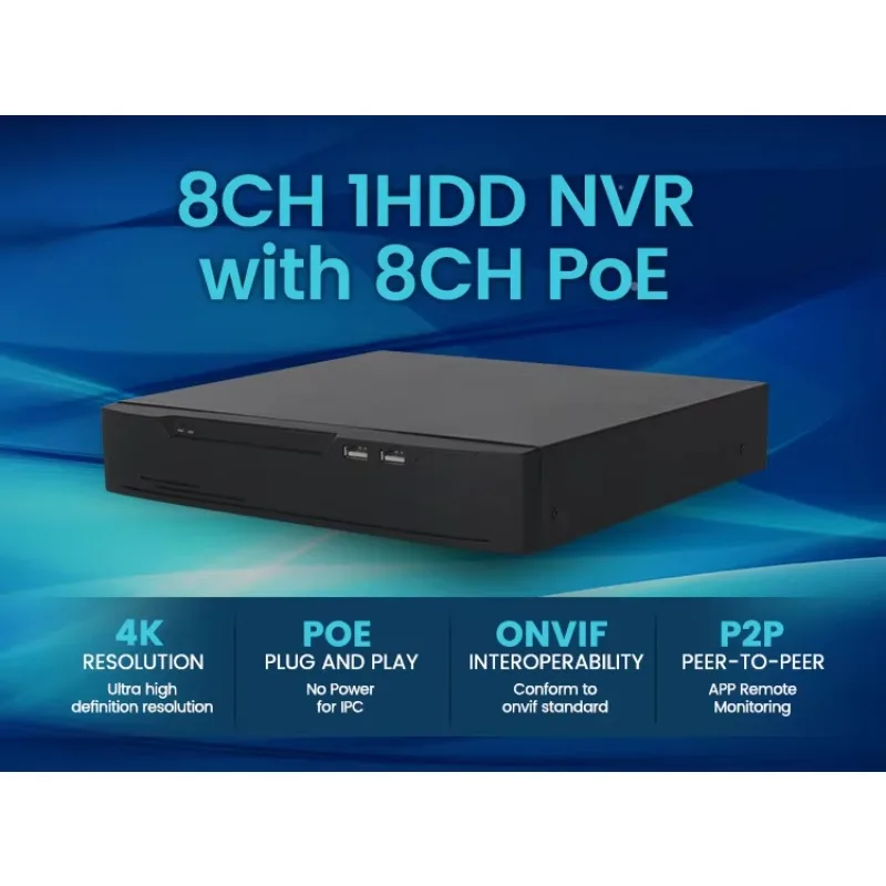 Фото 8-канальный IP-видеорегистратор 4K UHD POE для систем видеонаблюдения, совместимый с NDAA, OEM/ODM №2