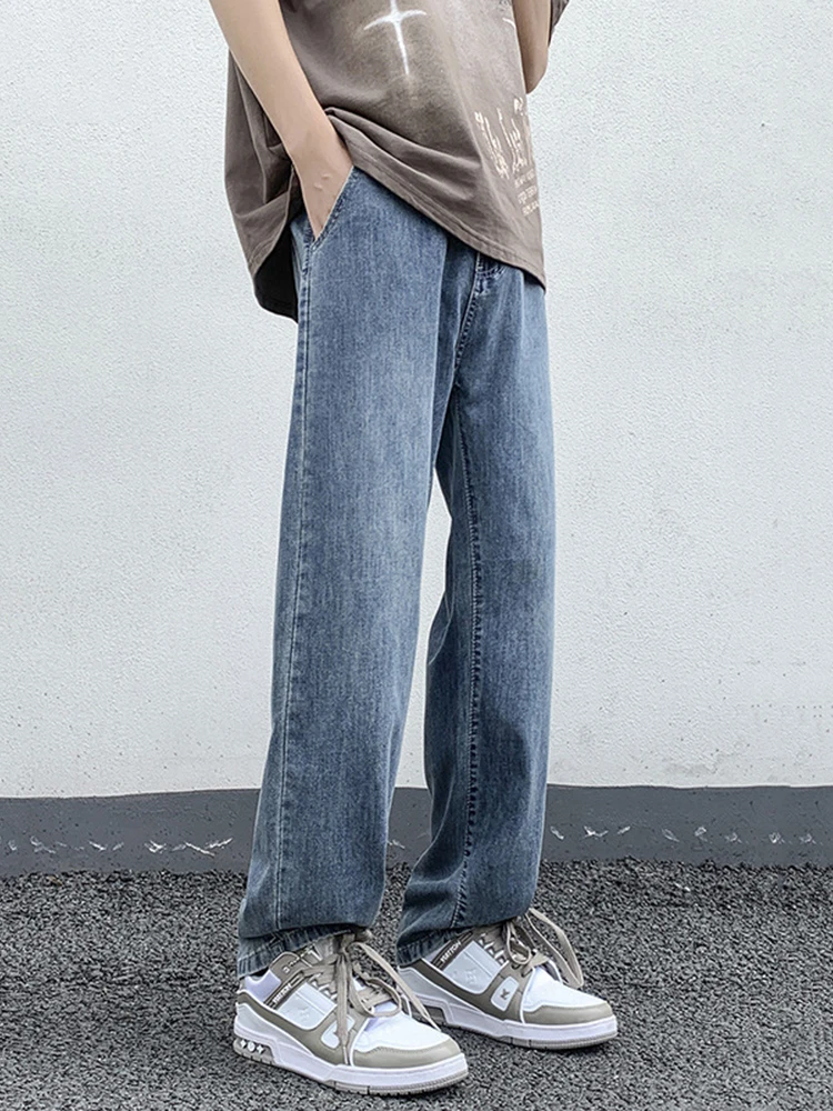 Baggy Streetwear Jeans for Men - Summer Thin Ice Silk Denim Pants with American Vibe Perfect for Street Style and Everyday Wear
